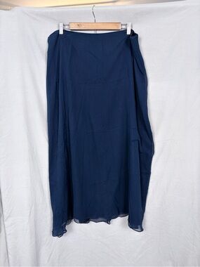 David’s Bridal Navy Blue Silk Maxi Skirt 18W Plus Formal Wedding Evening Long